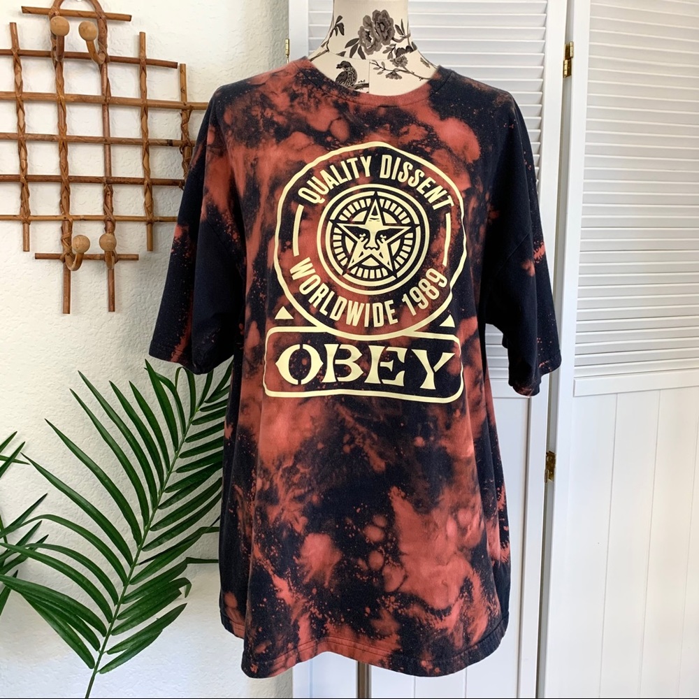 Obey bleach dyed graphic tee